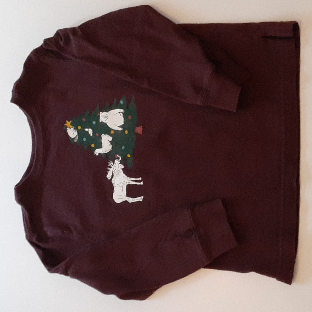 Duluth Trading Co Kids Long Sleeve Tee - Brown with Christmas Design